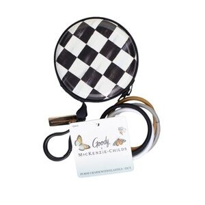 MacKenzie-Childs Goody Purse Charm Case Elastics Black White Courtly Check 15ct